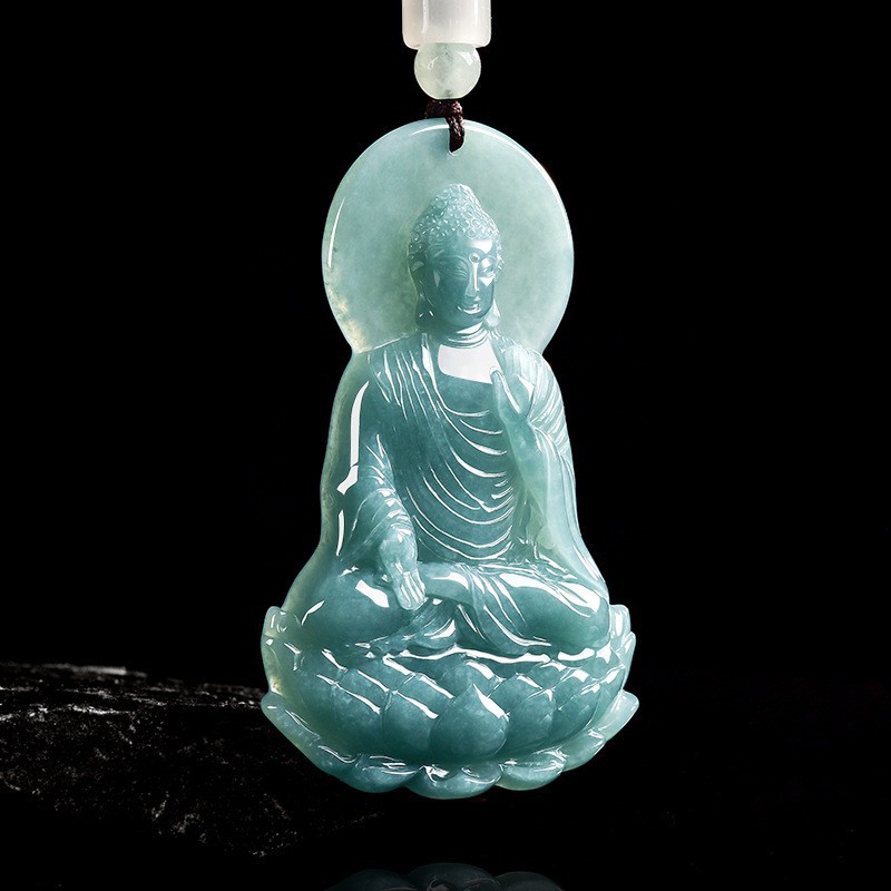Necklace Pendant - Natural Burmese Jadeite Buddha Pendant Necklace