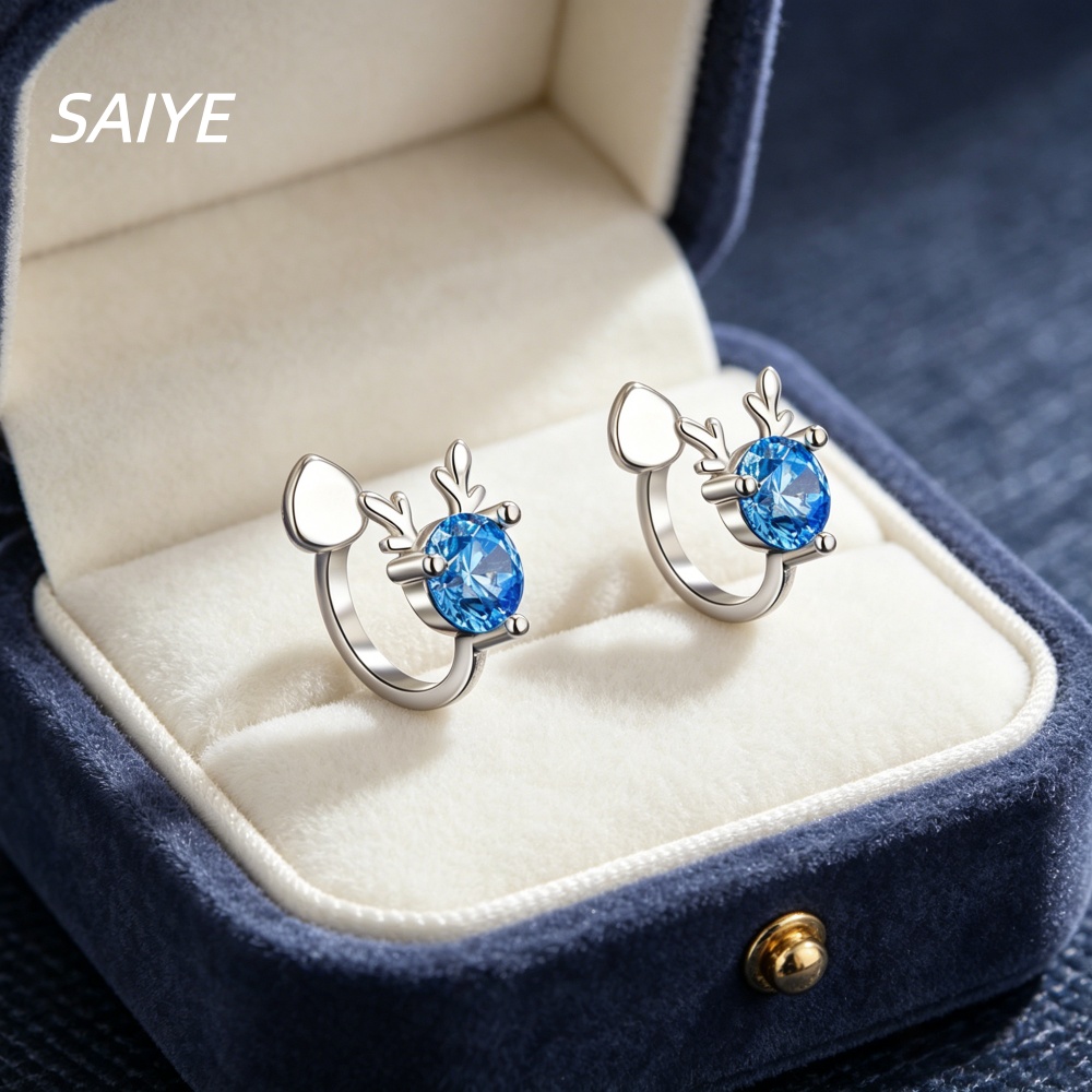 Ear Cuff No Piercing - 925 Sterling Silver Elk Ear Clip