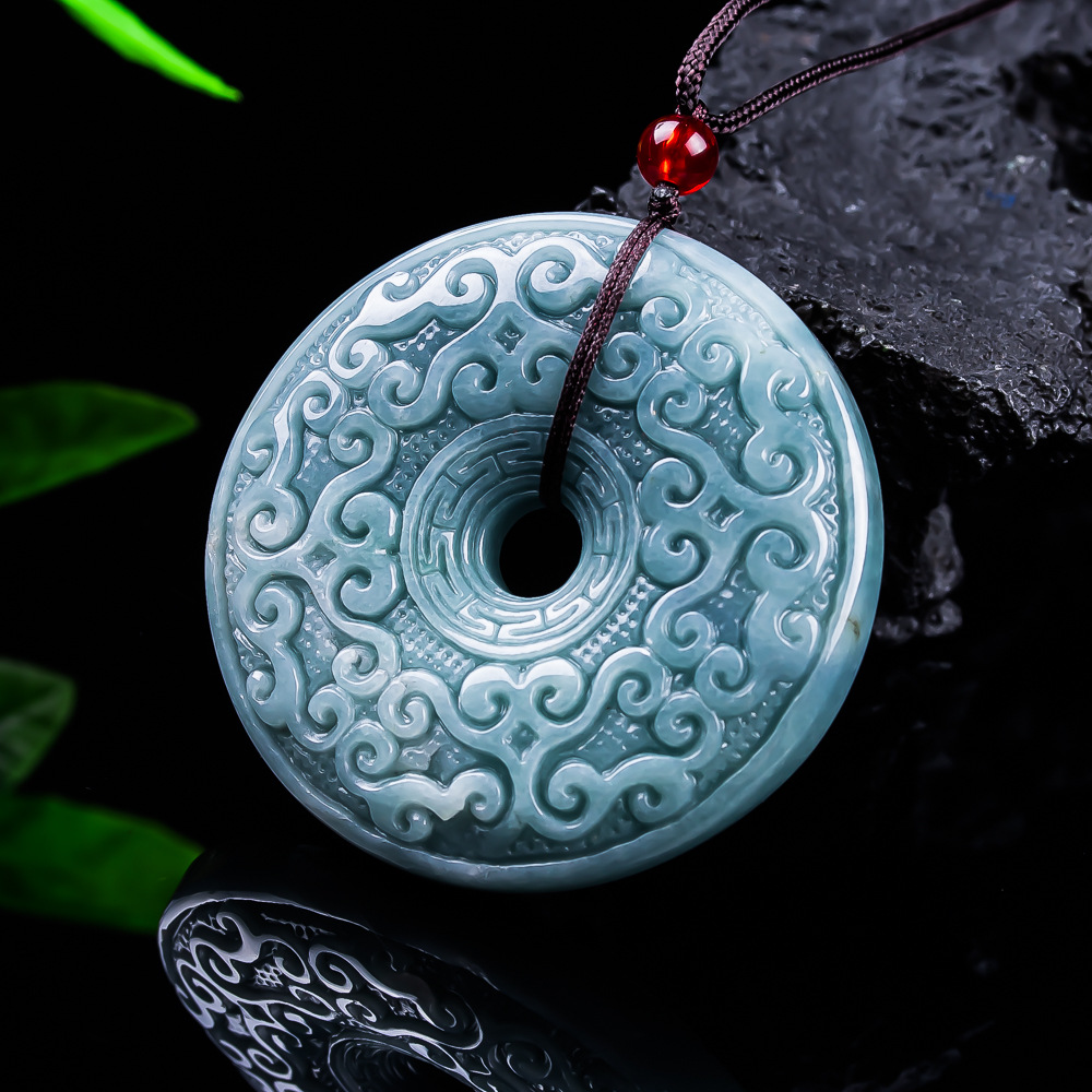 Necklace Pendant - Natural Burmese Jadeite Flower Pendant Necklace