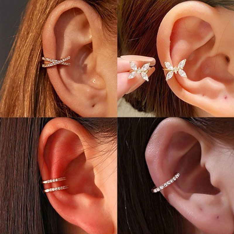 Ear Cuff No Piercing - Korean Crystal Ear Clip Earrings For