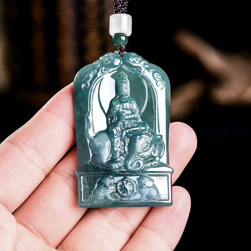 Necklace Pendant - Natural Burmese Jadeite Guanyin Pendant Necklace