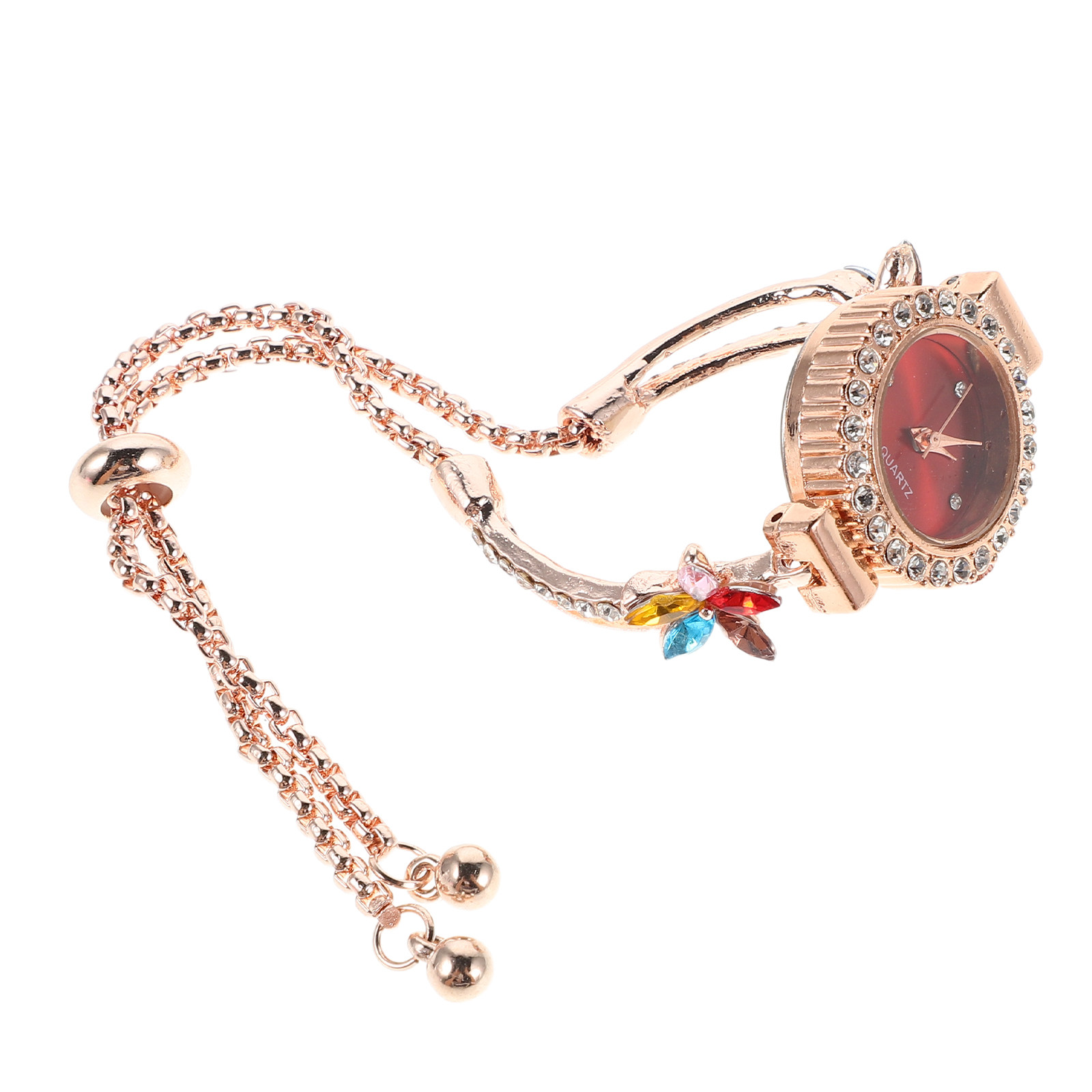 Jewels In Quartz Watches - Women's Floral Rhinestone Bracelet Quartz Watch