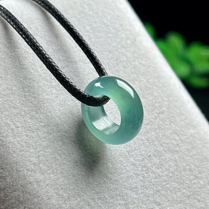 Necklace Pendant - Natural Emerald Blue Water Lucky Bead
