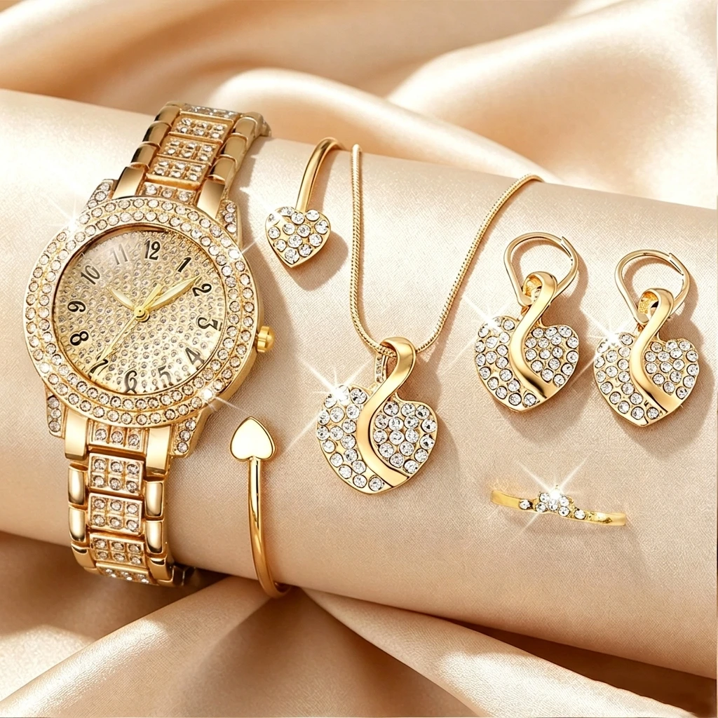 6PCS Fashion Rhinestone Women  - огляд і ціна Jewelry Clasp Watches