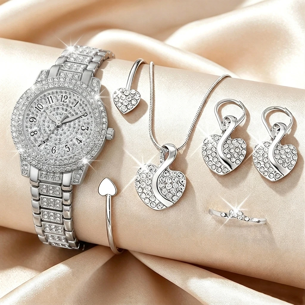 6PCS Fashion Rhinestone Women  - огляд і ціна Jewelry Clasp Watches